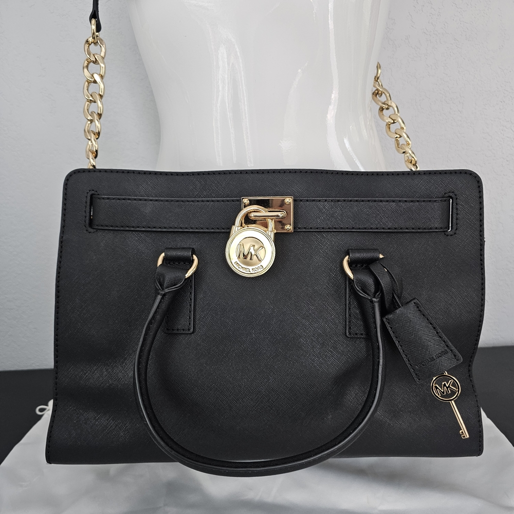 Michael Kors Black Hampton  Leather Handbag